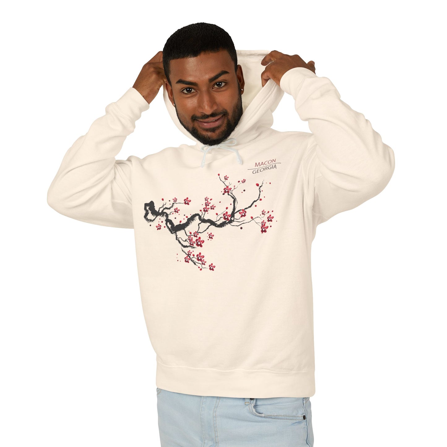 Unisex Lightweight Hooded Sweatshirt - Cherry Blossom Love Design - Perfect Gift for Cherry Blossom Festival!