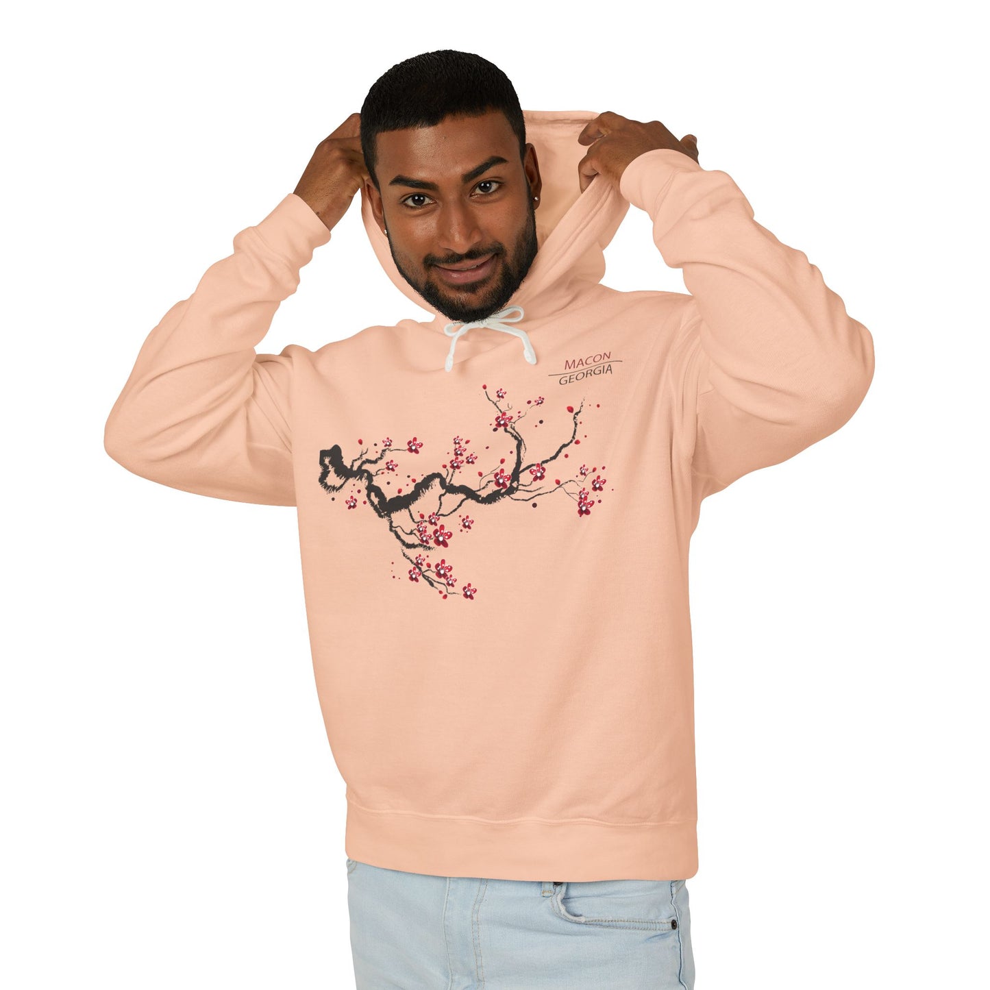 Unisex Lightweight Hooded Sweatshirt - Cherry Blossom Love Design - Perfect Gift for Cherry Blossom Festival!