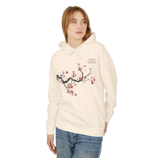 Unisex Lightweight Hooded Sweatshirt - Cherry Blossom Love Design - Perfect Gift for Cherry Blossom Festival!